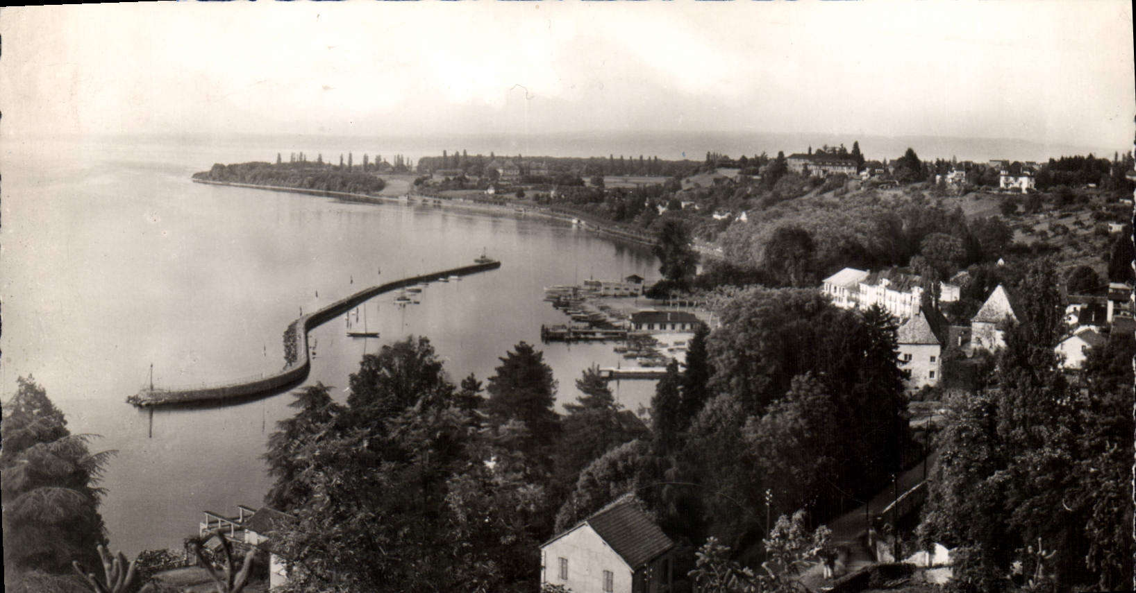 CPA Thonon les Bains Panorama sur le Port pris de la Corniche 