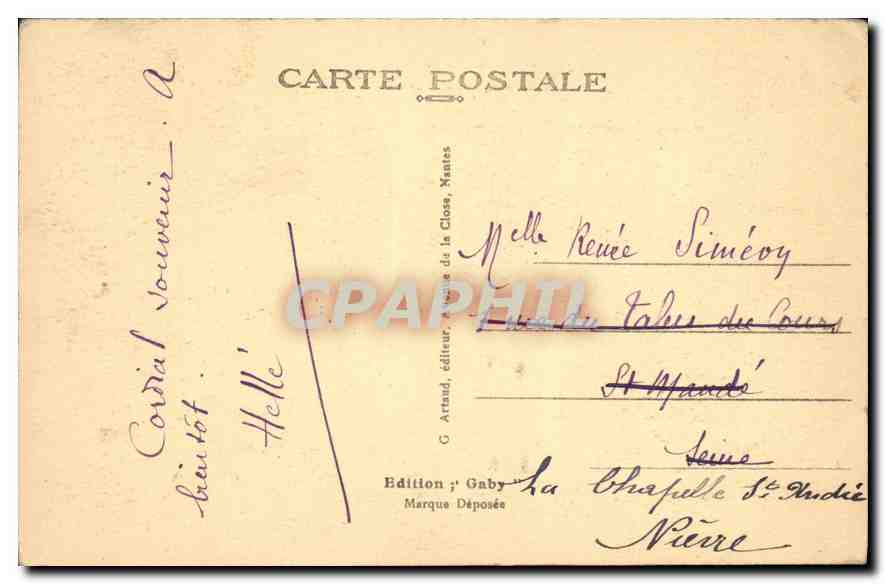 CPA Hennebont Morbihan La coulee du Blavet  — Rückseite