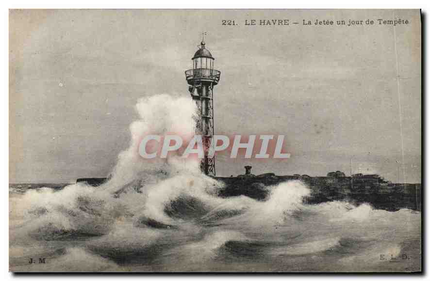 CPA Le Havre La Jetee un jour de Tempete 