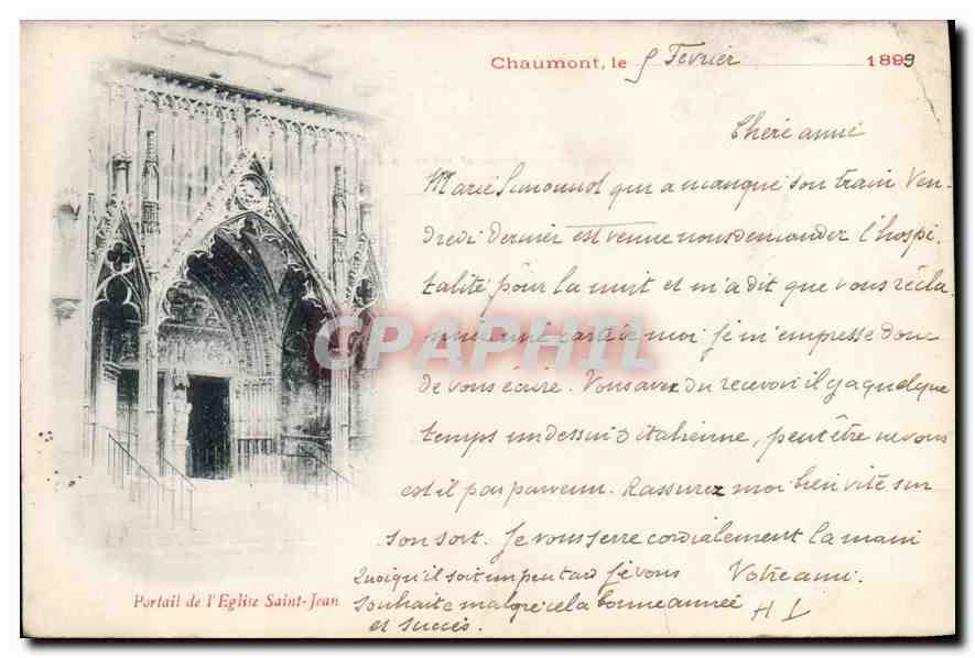 Portail de l'Église Saint-Jean — Chaumont — éditeur inconnu, n° de série non visible