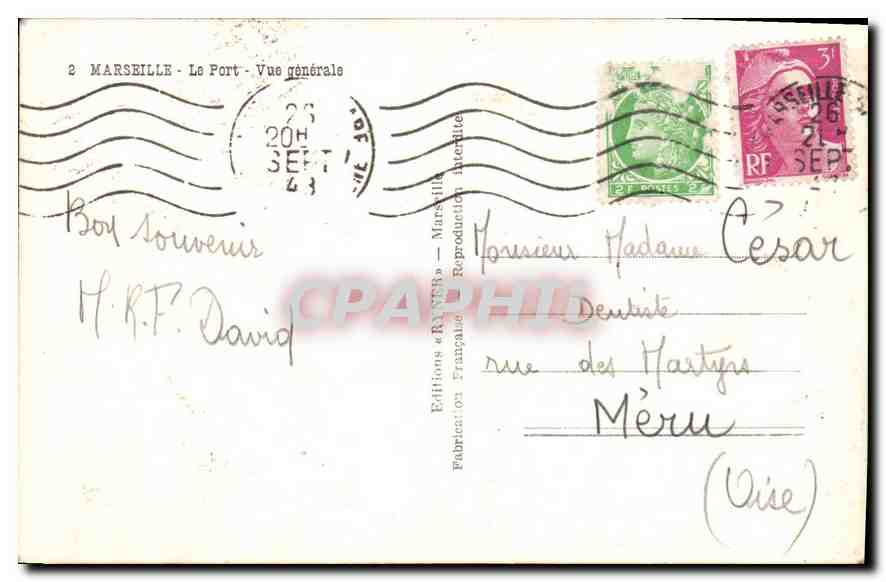 CPA Marseille Le Port Vue generale  — Rückseite
