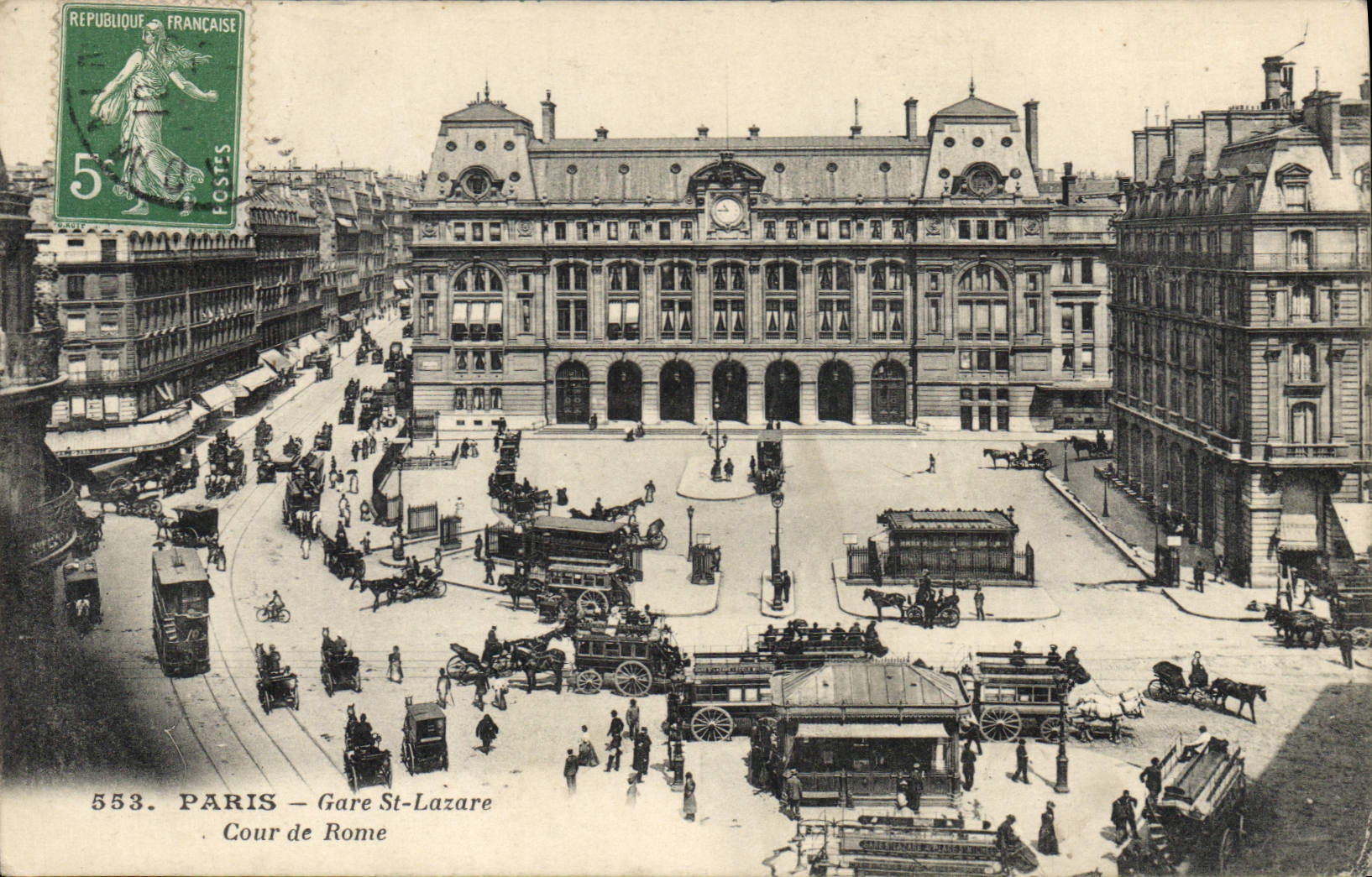 Paris — Gare St-Lazare — Cour de Rome — Éditeur : C. Pillaud (Série 553)