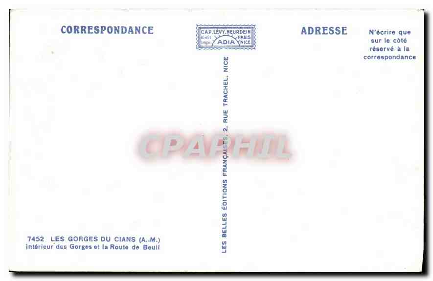 CPA Les Gorges du Cians AM Interieur des Gorges et la Route de Beuil  — Rückseite