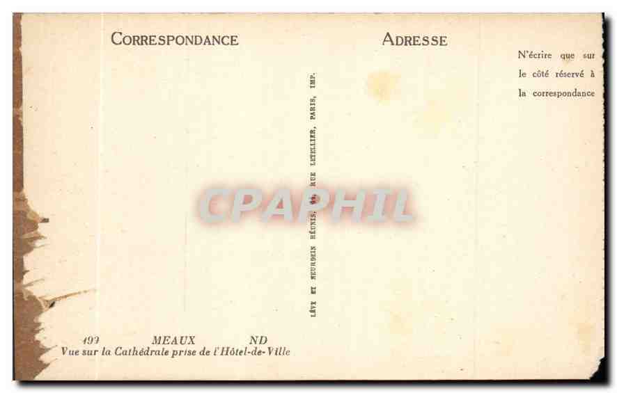 Vue sur la Cathédrale prise de l'Hôtel-de-Ville — Meaux — Imp. Juge Lefèbvre, Paris — Reverso