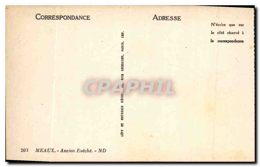 Meaux - Ancien Evêché — Éditeur : Lévy et Neutrogen, Paris — Verso