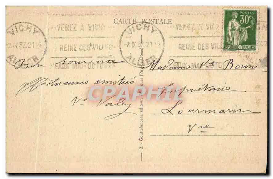 CPA Vichy Le Hall de l'Arlequin du Grand Casino  — Back