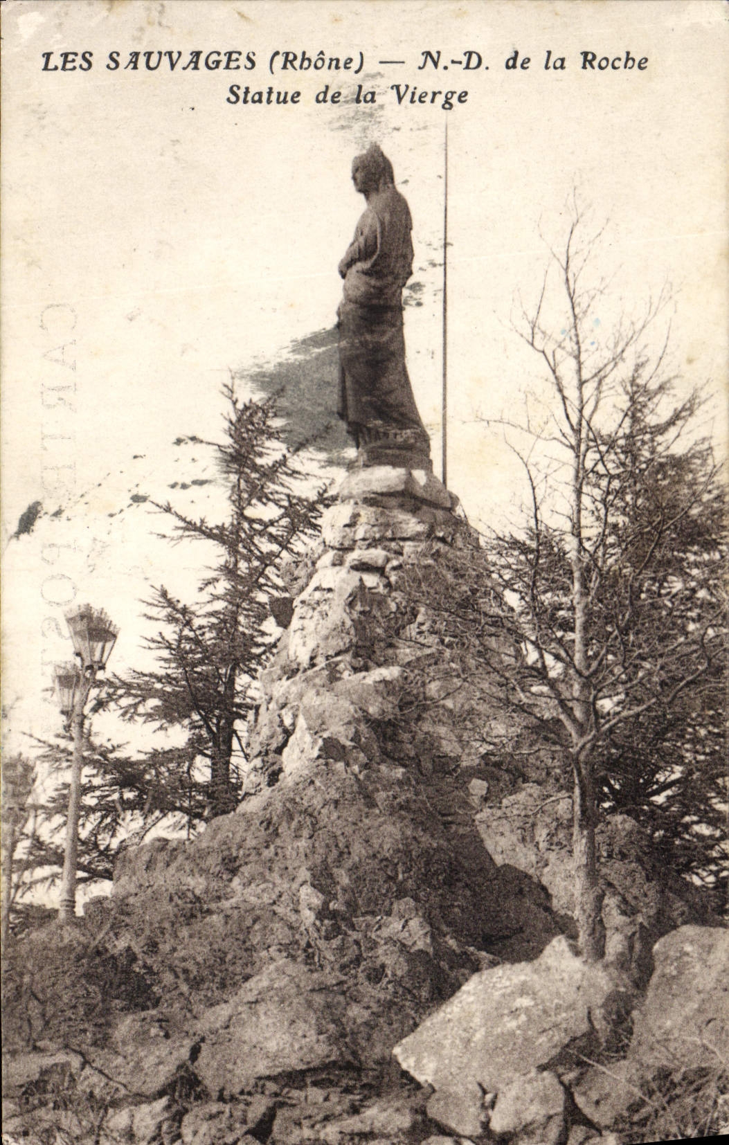 CPA Les Sauvages Rhone ND de la Roche Statue de la Vierge 