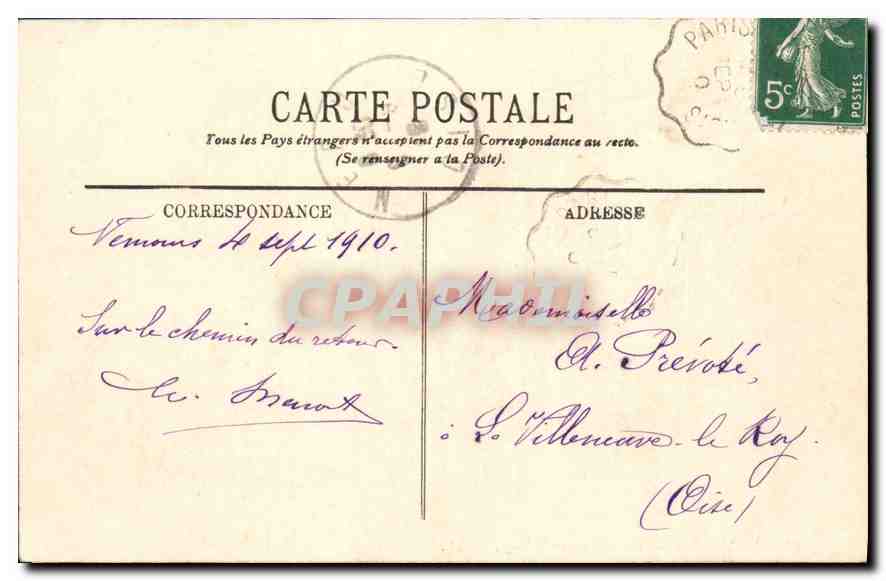 CPA Nemours Le Chateau et la Tour  — Rückseite