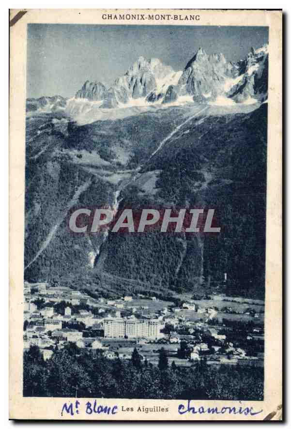 Chamonix-Mont-Blanc — vue panoramique avec les Aiguilles du Mont-Blanc — G. Torraz, phot.édit. Chamonix-Mont-Blanc