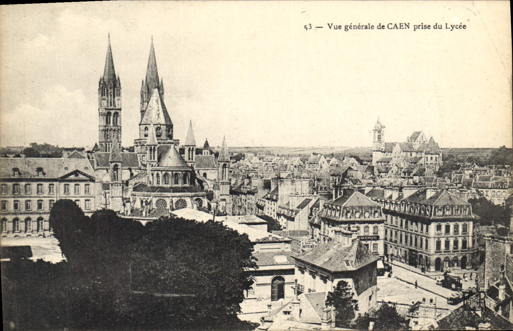 CPA Vue generale de Caen prise du Lycee 