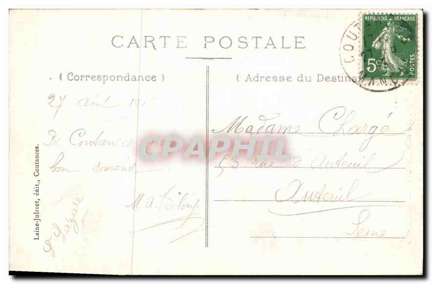 CPA Coutances Porche meridional de la Cathedrale  — Rückseite
