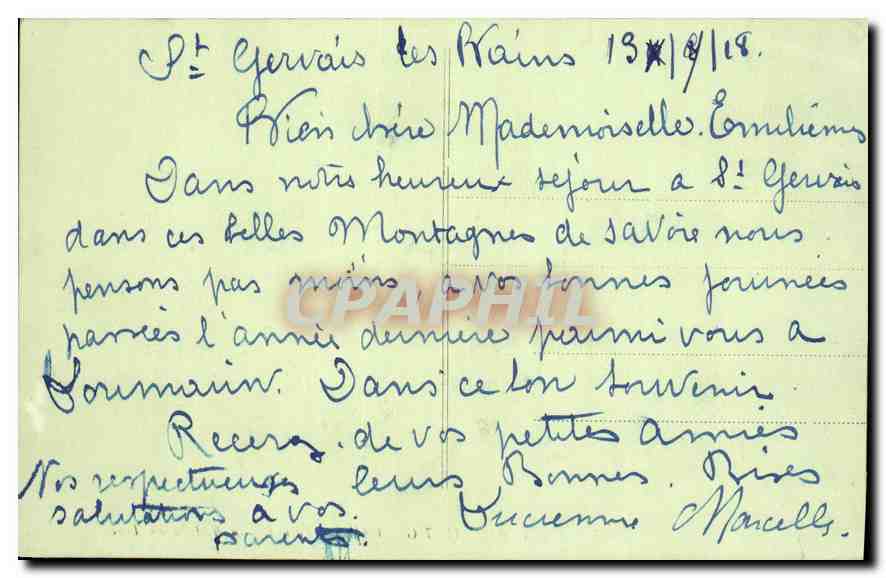 Saint-Gervais — Pâturage du Plateau du Truc — LL. — n°45 — Verso