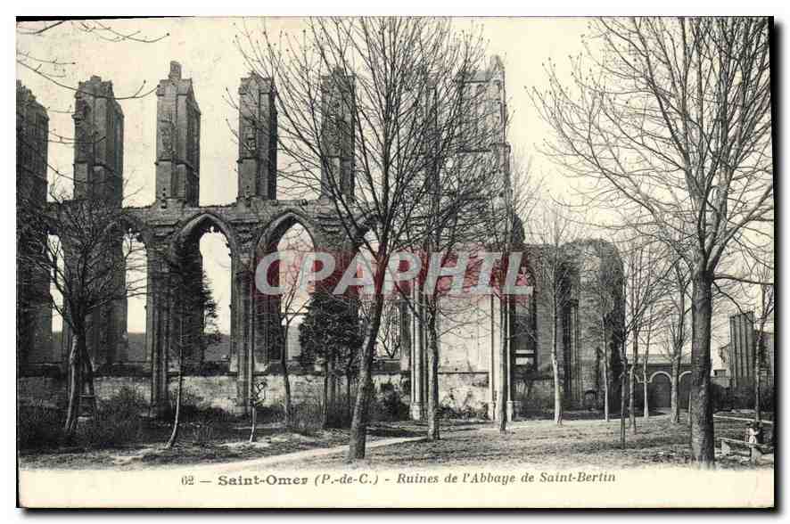 CPA Saint Omer P de C Ruines de l'Abbaye de Saint Bertin 