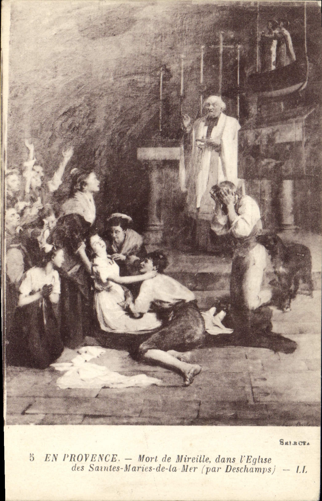 Mort de Mireille dans l'église — des Saintes-Maries-de-la-Mer (par Deschamps) — Skiruta