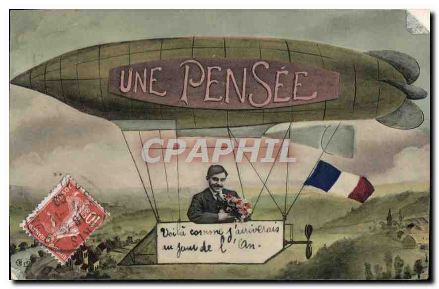 CPA Une Pensee Dirigeable Zeppelin