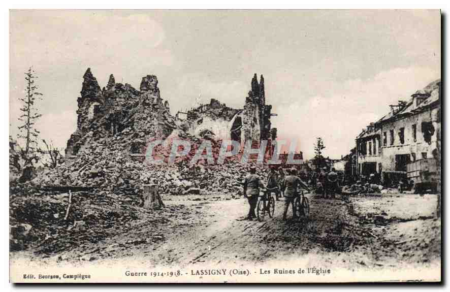 CPA Guerre 1914 1918 Lassigny Oise Les Ruines de l'Eglise 