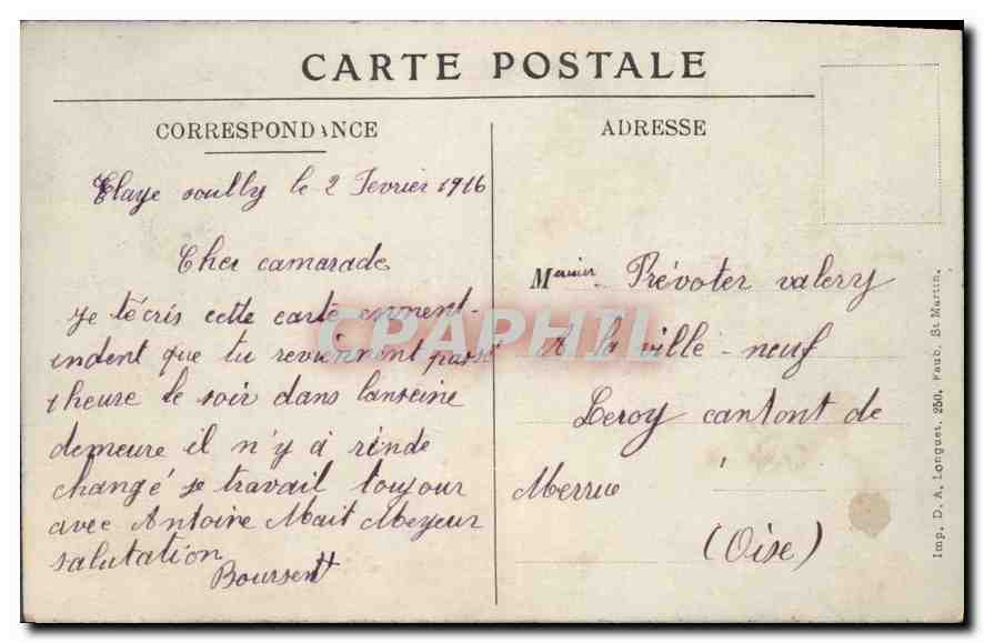 CPA Guerre 1914 1915 Ervillers Somme Un coin  — Back