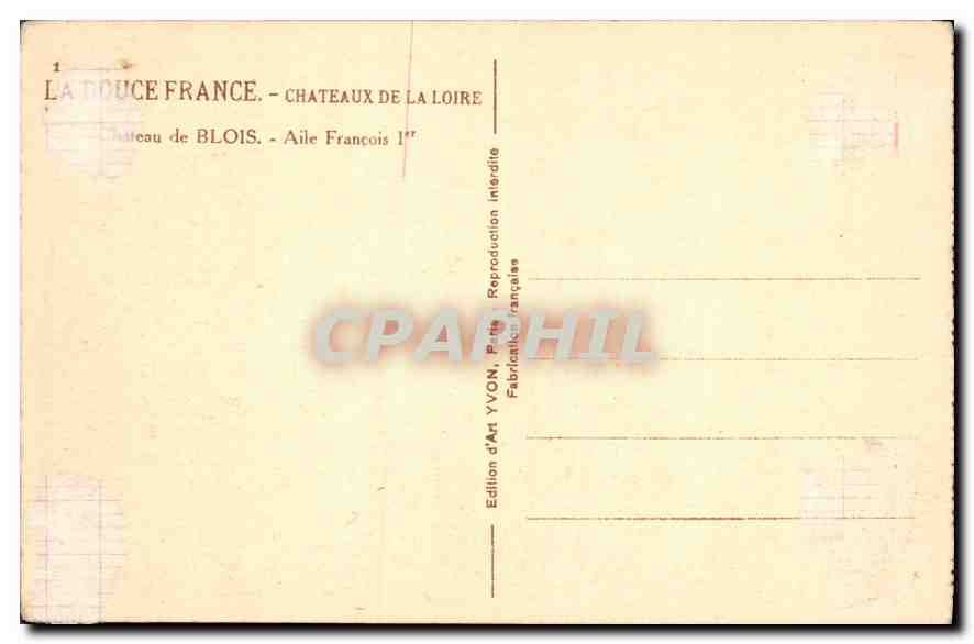 CPA Chateau de Blois Aile Francois  — Back