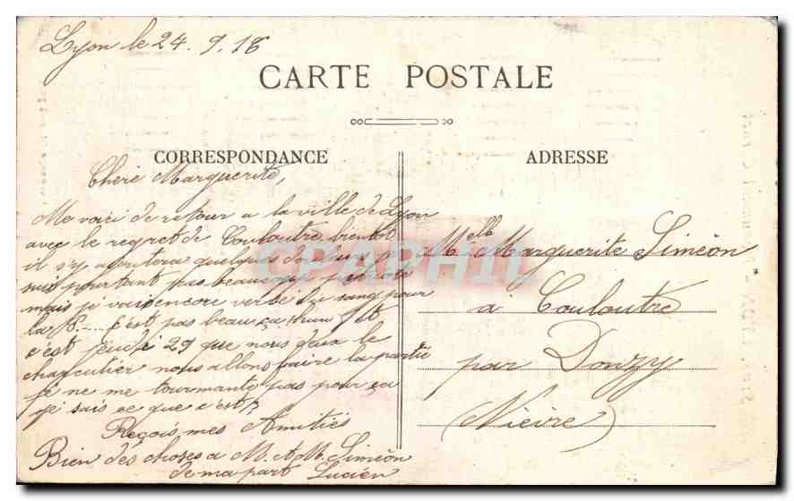 CPA Lyon Monument Carnot  — Verso