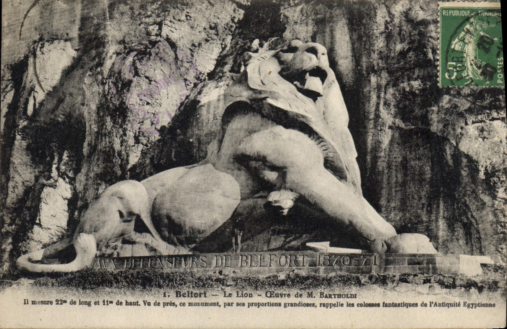 CPA Belfort Le Lion Ceuvre de M Bartholdi 