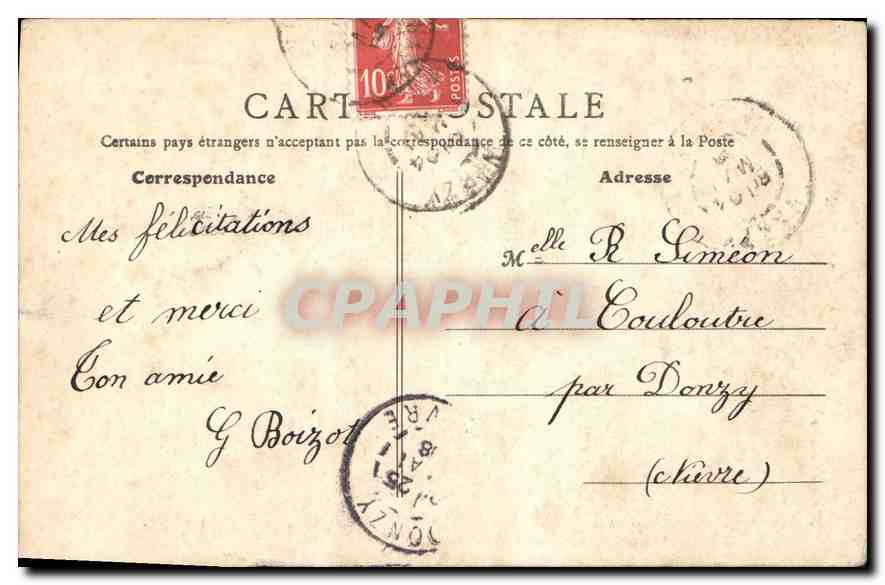 CPA Nevers Tour de la Cathedrale  — Rückseite