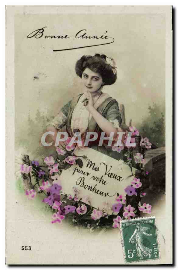 CPA Bonne Annee Femme