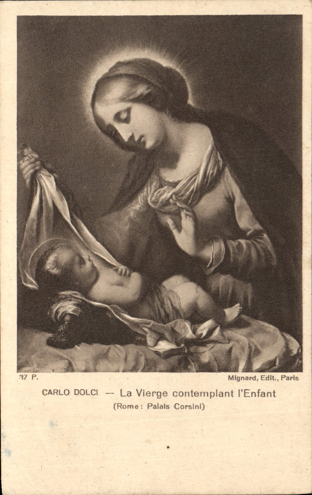 CPA Carlo Dolci La Vierge contemplant l'Enfant Rome Palais Corsinl 