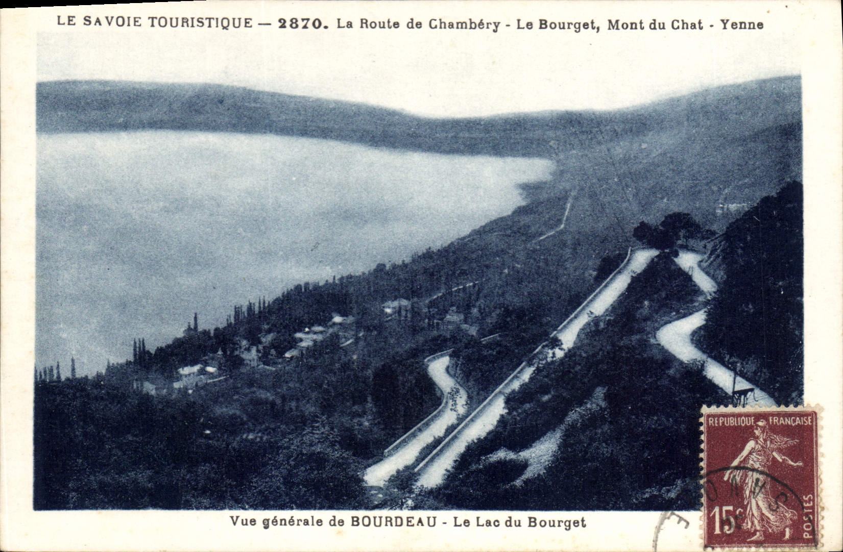 CPA La Route de Chambery Le Bourget Mont du Chat Yonne Vue generale Bourdeau Le Lac du Bourget 