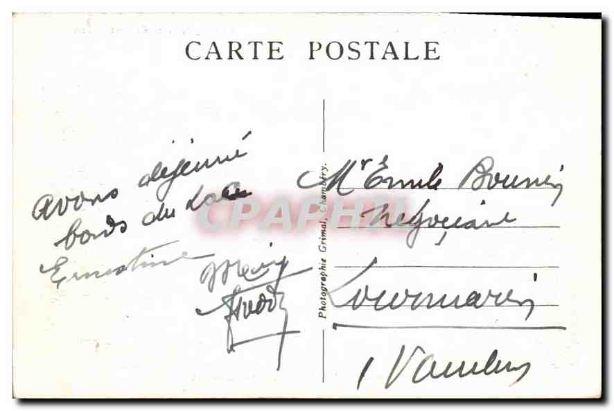 CPA La Route de Chambery Le Bourget Mont du Chat Yonne Vue generale Bourdeau Le Lac du Bourget  — Rückseite