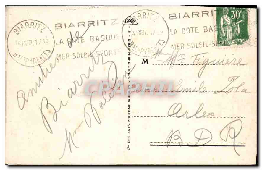 CPA Biarritz Vue generale prise du phare  — Verso