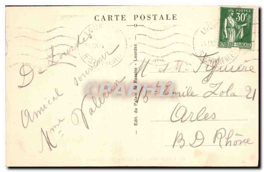 CPA Lourdes La Grotte Miraculeuse  — Verso