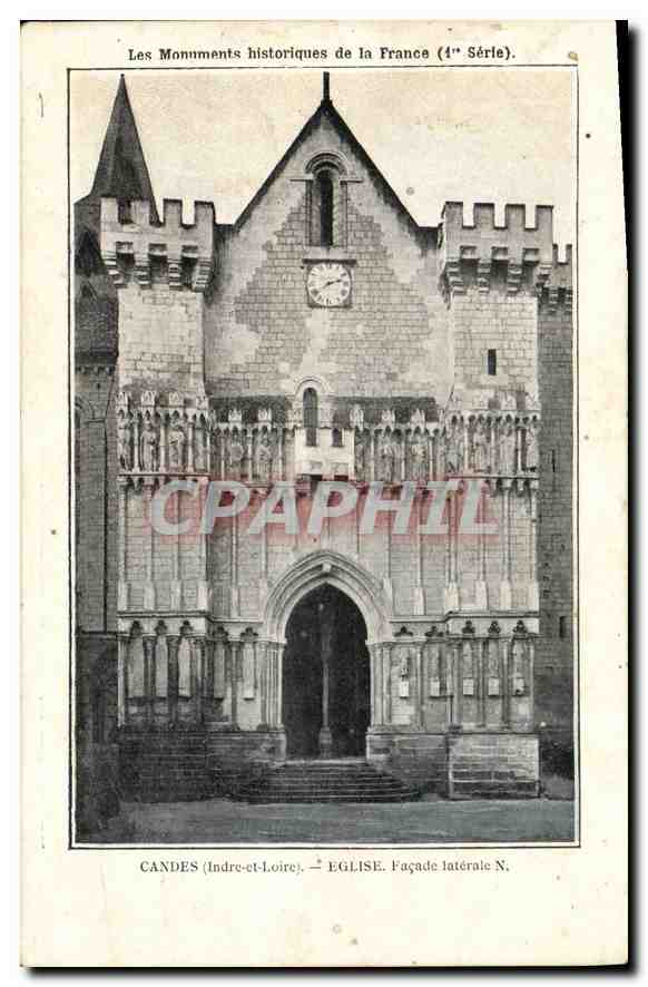 CPA Candes Indre et Loire Eglise Facade laterale 