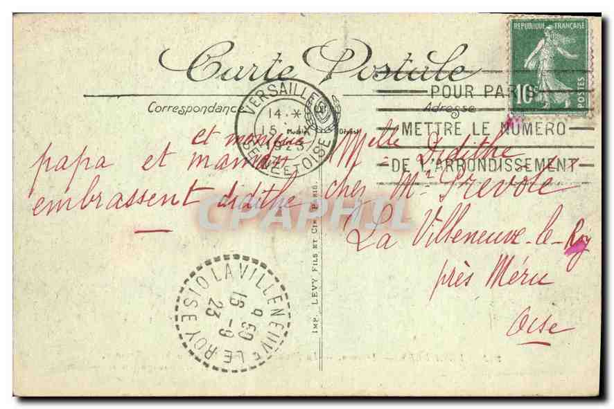 CPA Versailles Trianon La Laiterie et Tour Malborough  — Verso