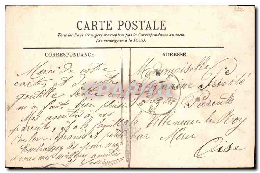 CPA Versailles Le Chateau La Cour et la Caserne du Geniel  — Verso