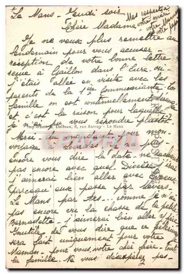 CPA Costumes Sathois Recommandations du Pere Queru Folklore — Verso