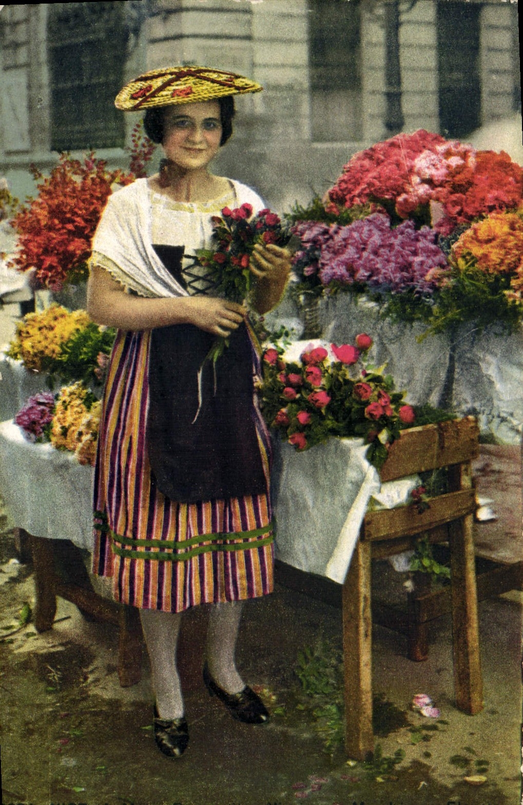 Bouquetière Niçoise au Marché aux Fleurs — Photochromie A.D. (A.M.) — N° 3224