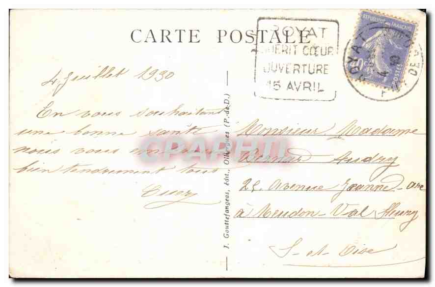 CPA Royat Vieille Eglise fortifee XII siecle  — Rückseite