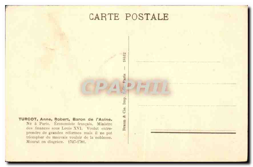 CPA Turgot 1727 1781  — Verso