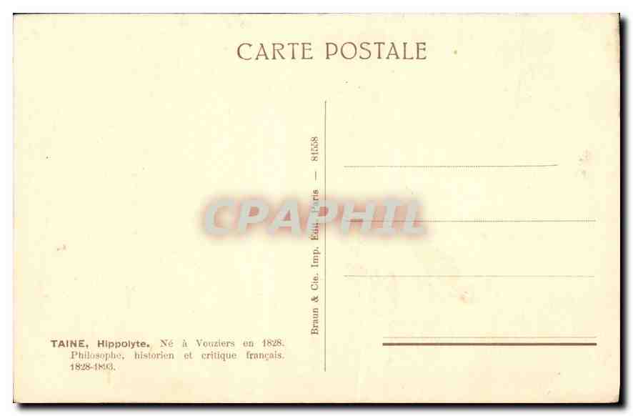 CPA Taine 1828 1893  — Verso