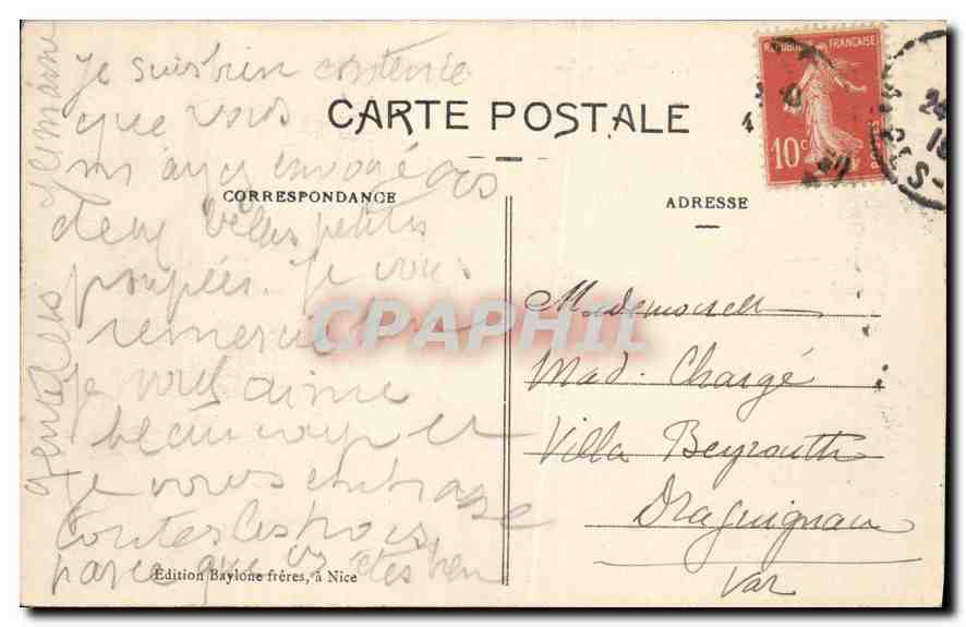 CPA Nice Vue Generale prise du Mont Boron  — Rückseite