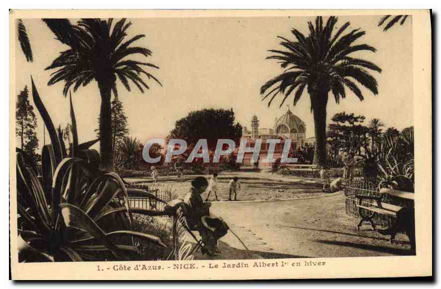 CPA Cote d'Azur Nice Le Jardin Albert en hiver 