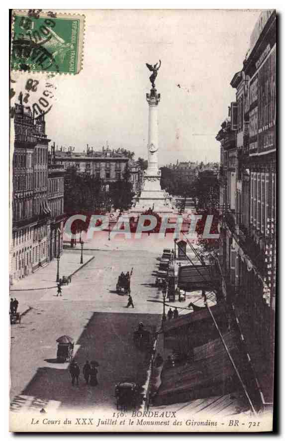 CPA Bordeaux Le Cours du XXX Juillet et le Monument des Girondins 