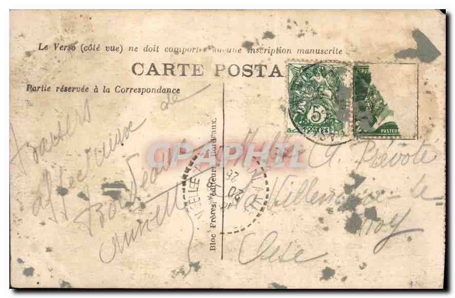 CPA Bordeaux Le Grand Theatre  — Verso