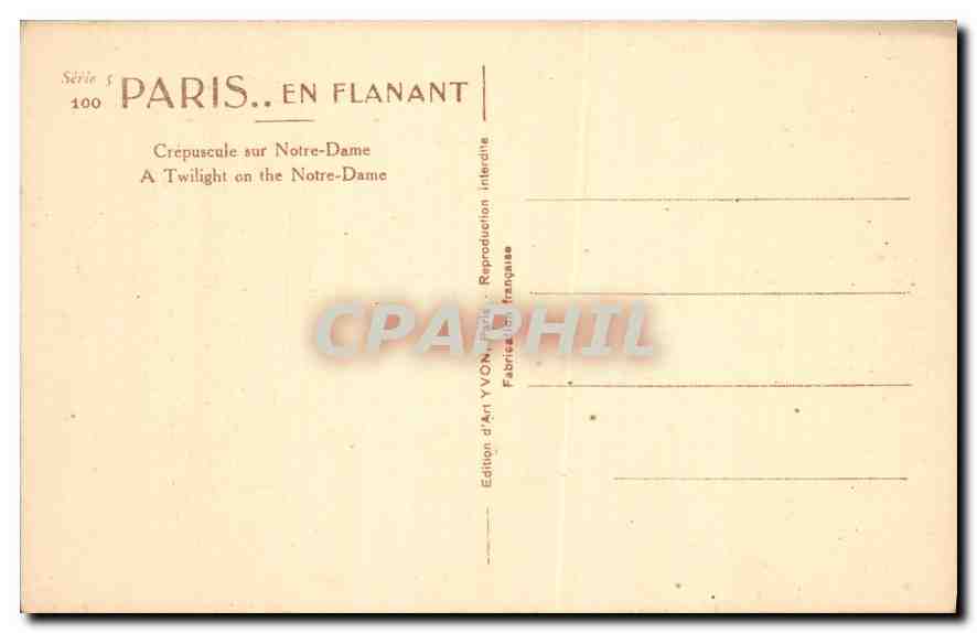CPA Paris En Flanant Crepuscule sur Notre Dame  — Verso