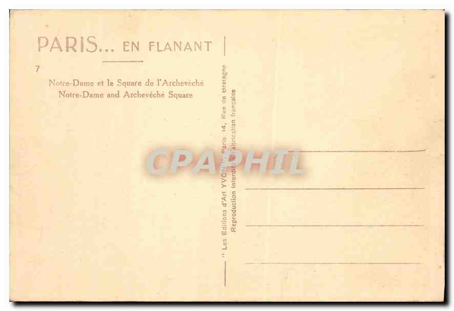 CPA Paris En Flanant Notre Dame et le Square de l'Archeveche  — Verso