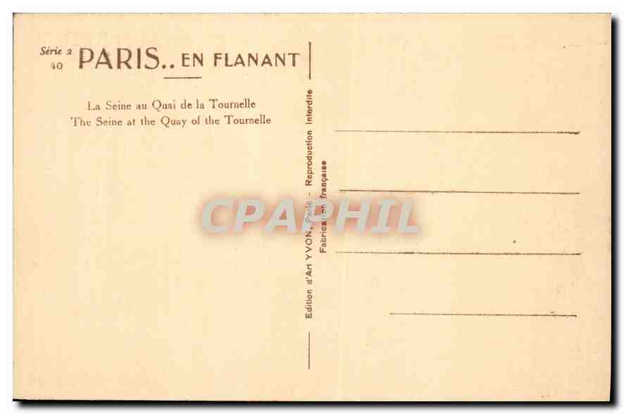CPA Paris En Flanant La Seine au Quai de la Tournelle  — Rückseite