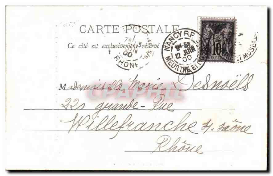 CPA Nancy Rue de la Constitution & Cathedrale Carte 1900 — Rückseite