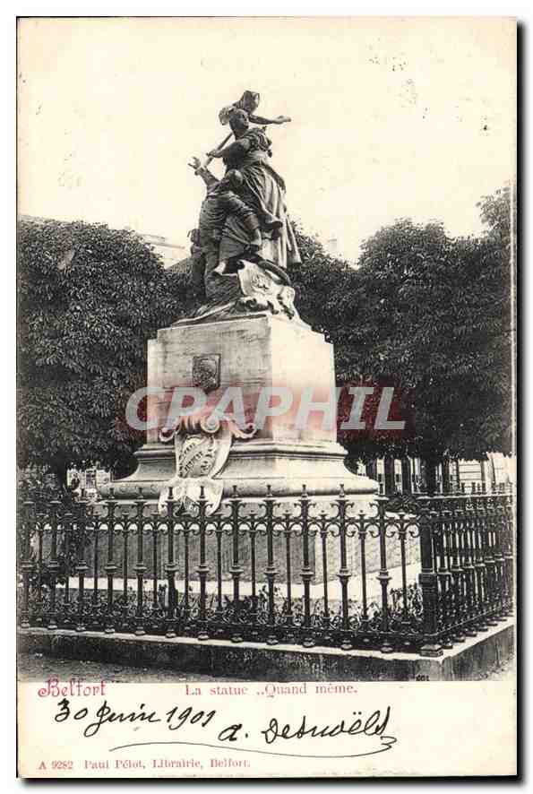 CPA Belfort La statue Quand meme 