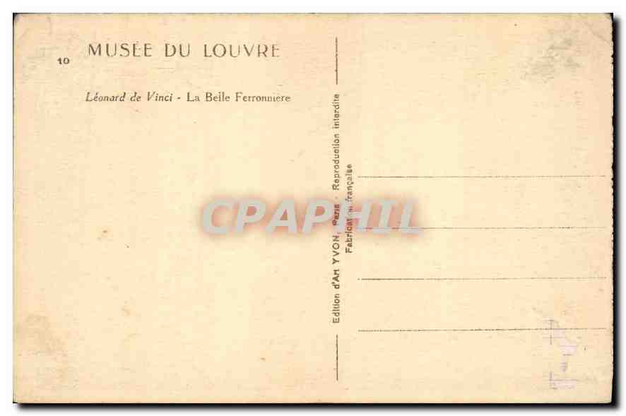 CPA Musee du Louvre Leonard da Vinci La Belle Ferronniere  — Back