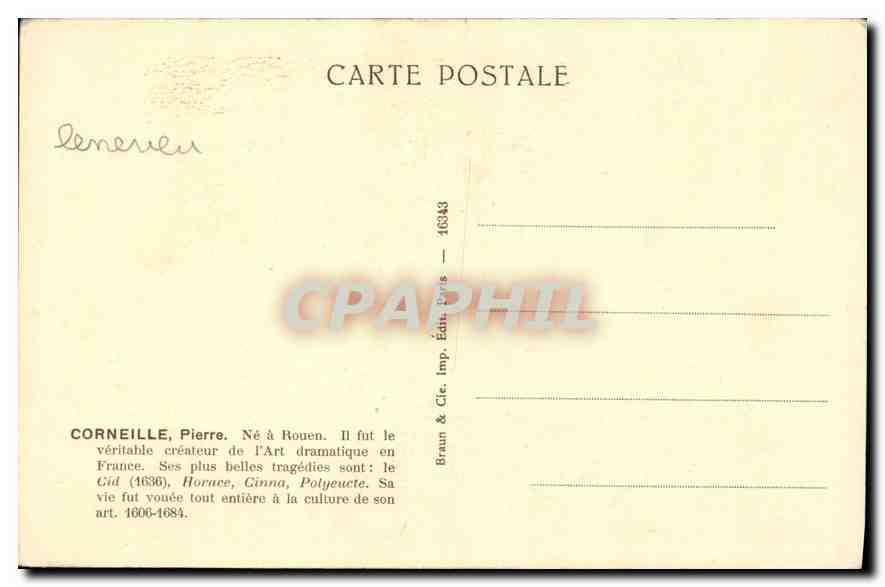 CPA Corneille 1606 1664  — Verso